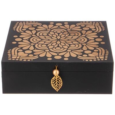 ШКАТУЛКА ДЛЯ ЧАЯ 222-769 КОЛЛЕКЦИЯ "ЭТНИКА" 20*20*6,5 СМ