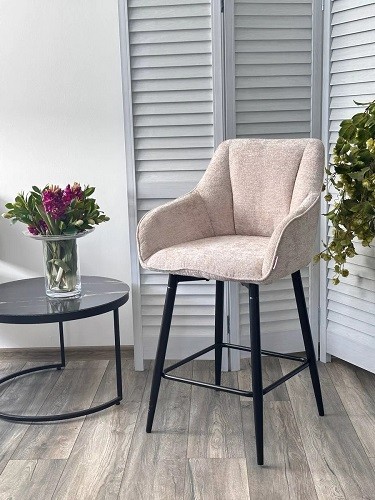 Полубарный стул ERYK 180 град. поворот. 3018-10 бежевый, шенилл / черный каркас (H=67) 629M05443