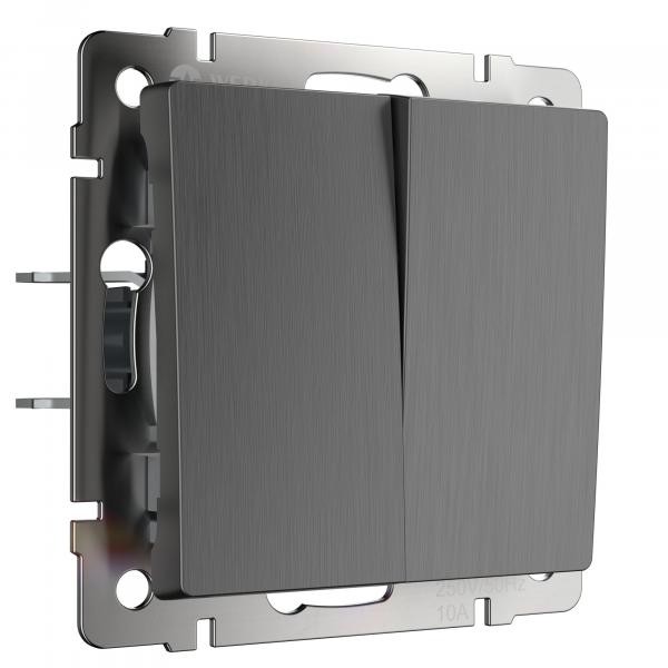 Выключатель двухклавишный графит рифленый W1120004