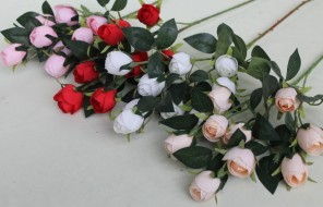 В10494 Ветка бутонов роз"Монблан"3в.9г.Н68см