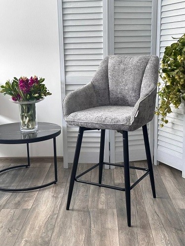 Полубарный стул ERYK 180 град. поворот. 3018-17 серый, шенилл / черный каркас (H=67) 629M05444 Полубарный стул ERYK 180 град. поворот. 3018-17 серый, шенилл / черный каркас (H=67) 629M05444