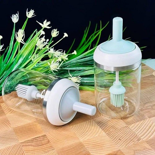 Банка для масла с кистью 160-180 Стекло, бамбук