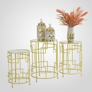 Набор из 3х золотистых круглых подставок "Абстрактные линии" 050