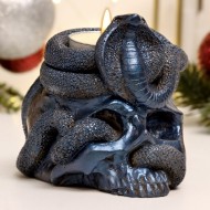 Подсвечник "Змея на черепе" синий лунный, 11х10х8см 10583851