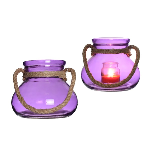 Ваза неоновый фиолет с канатом большая Y02-1571-1