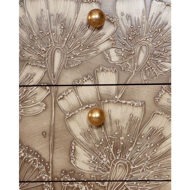 Комод "Маки" - 3 (с 3-мя ящиками) (Каштан,цвет ковки Айвори Мрам зол(АСМзл) ) (арт 11558)