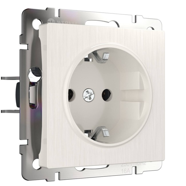 Розетка с заземлением перламутр рифленый W1171013