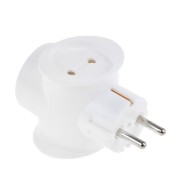 Разветвитель TOKER 3T1 (тройник) 3 роз. 16А белый, 1 роз. земля (T-образный)