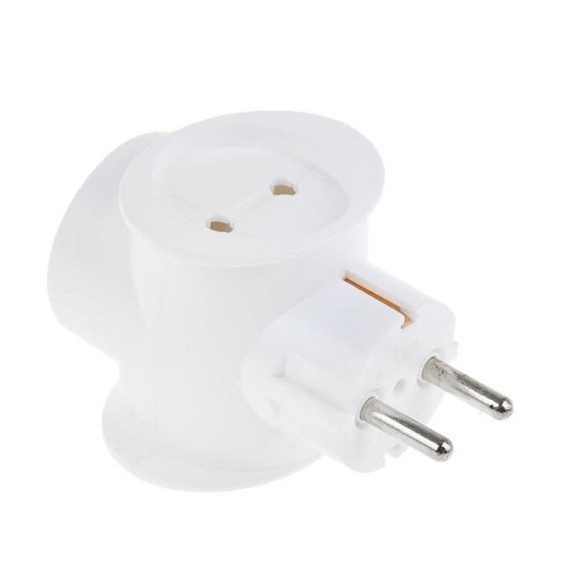 Разветвитель TOKER 3T1 (тройник) 3 роз. 16А белый, 1 роз. земля (T-образный)