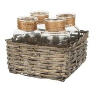Декор из стекла и плетёнки, 17*17*8см PH-52107