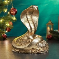 Фигура "Змея Кобра на деньгах" 25х18см, золото 10792061