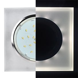 Точечный светильник GX53 H4 LD5311 стекло квадрат скошенный край подсветка 4K хр/мат SL53SNECH