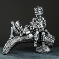 Девочка с мальчиком на бревне БФ26/4 Н-47см,L-54см,В-21см СТАЛЬ