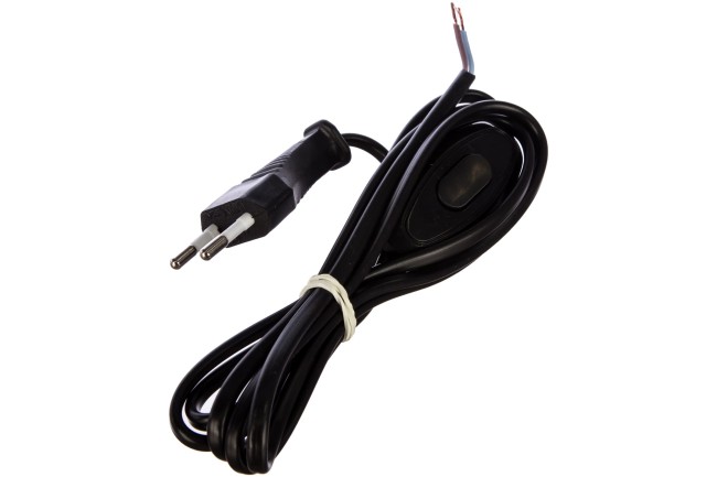 Шнур для бра с выкл. 1,7м черный (ШВВП 2х0,75) А1060Ч