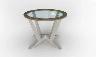 Брейн стол журнальный круглый со стеклом D730 (730Х540Х730 цвет Дуб Кремовый, кашемир ) УФ-00007807