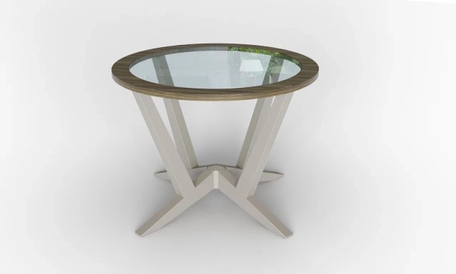 Брейн стол журнальный круглый со стеклом D730 (730Х540Х730 цвет Дуб Кремовый, кашемир ) УФ-00007807