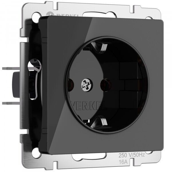 Розетка с заземлением черный акрил W1171048