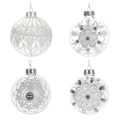 Украшение новогоднее Шар "Кружева", 8см, стекло 741096