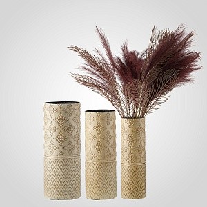 Набор из 3-х Интерьерных Металлических Ваз "Этника" Бежевая SP21TE535-WHT