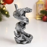 Фигура "Змея на ветке" 7х10х15см, серебр 10792096