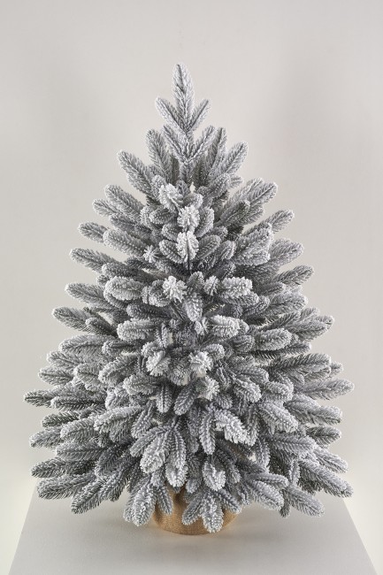 Ель настольная заснеженная Романовская 0,9 м (пенек+мешковина) РОМЗ 09