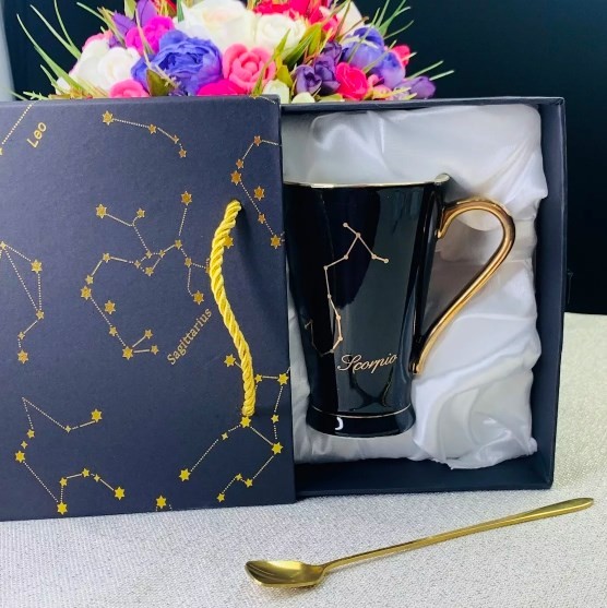 Кружка с ложкой СКОРПИОН 106-232 390мл фарфор