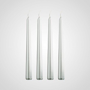 Набор из 4 серебристых свечей 20 см 7314-12сереб