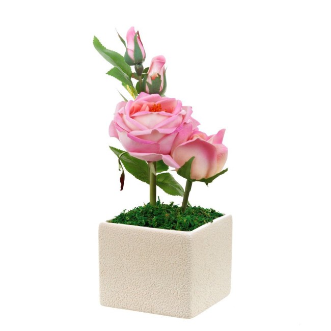 Композиция декоративная (с подсветкой) "Нежные розы" 4510006 11,5*11,5*32см