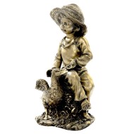 Мальчик с гусем с крылышками F999/2 Н-45см БРОНЗА