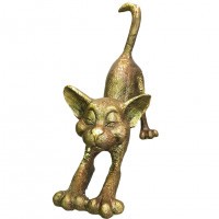 Кот потягивает лапки (веселые) F132/2 Н-20см,L-22см БРОНЗА