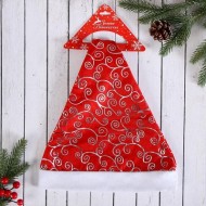 Колпак новогодний "Узор" с блеском, 26х38 см, красный 703838