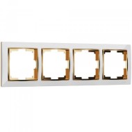 Рамка из пластика на 4 поста Snabb белый/золото W0041933