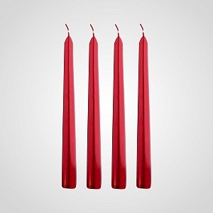 Набор из 4 красных свечей 20 см 7314-12красн