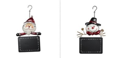Подвеска с табличкой Санта/Снеговик стекло, металл, 30 см MA-168(2)