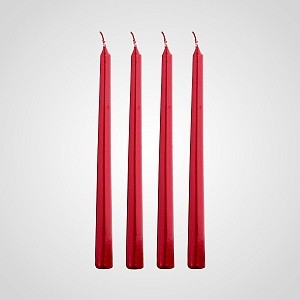 Набор из 4 красных свечей 24 см 7314-11красн