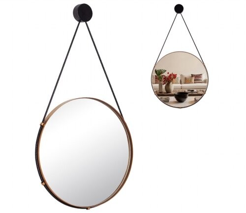 Зеркало интерьерное настенное в круглом корпусе с ремешком 40,3 см, медный Рубин 4005-Z3 01107412