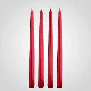 Набор из 4 красных свечей 30 см 7314-13красн
