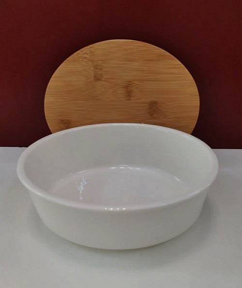 Овальное блюдо для запекания 19см с бамбук.крышкой 142-091