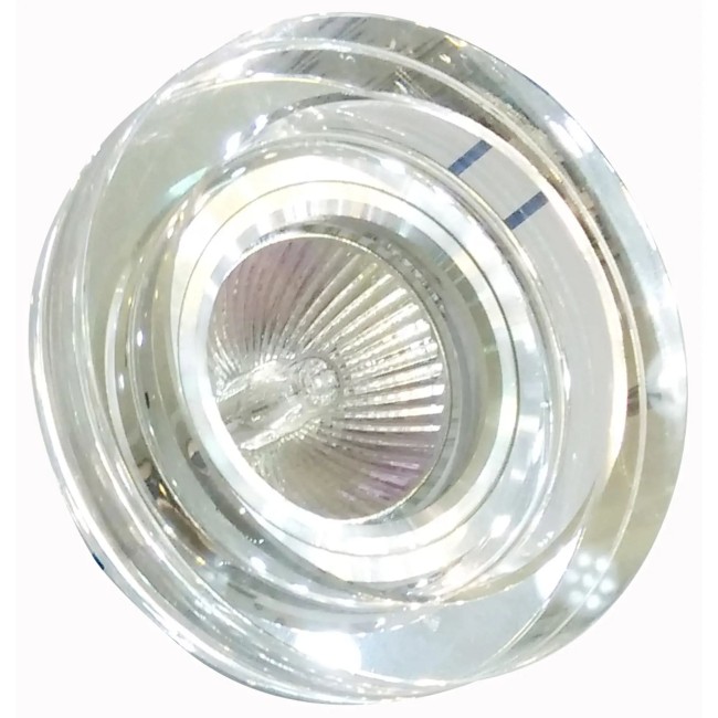 Светильник точечный FT 890 MR16 круг хром+зеркальный прозрачный Светильник точечный FT 890 MR16 круг хром+зеркальный прозрачный