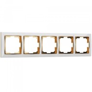 Рамка из пластика на 5 посов Snabb белый/золото W0051933
