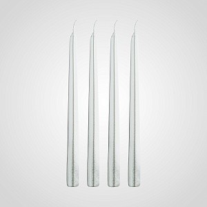 Набор из 4 серебристых свечей 24 см 7314-11сереб