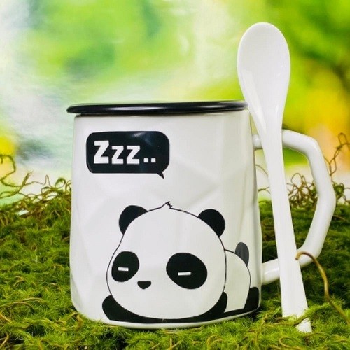 Кружка с крышкой и ложкой 315-041 420 мл фарфор