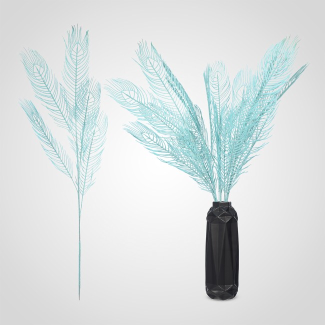 Декор Ветка 222-85бирюзовый Бирюзовая в Глиттере 95 см