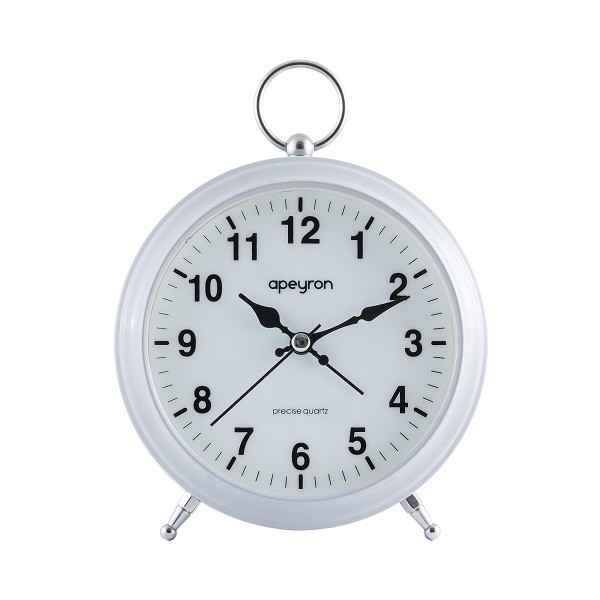 Часы-будильник MLT2207-511-8 круг 160x42x124 бел металл плавный ход подсвет