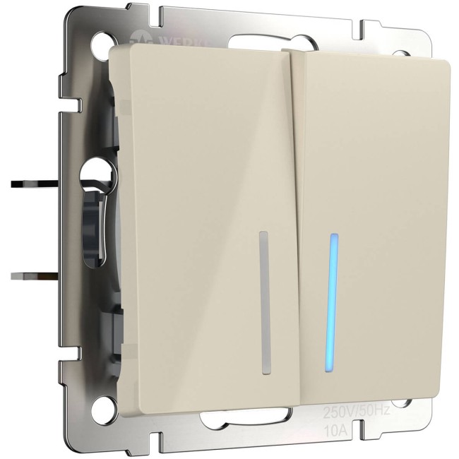 Выключатель двухклавишный с подсветкой слоновая кость W1120103