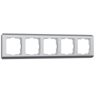 Рамка из пластика на 5 постов Stream серебряный W0052106
