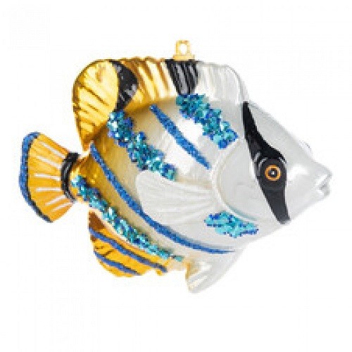 Игрушка ёлочная "Голубой Макропод", стекло, 12см GLT591