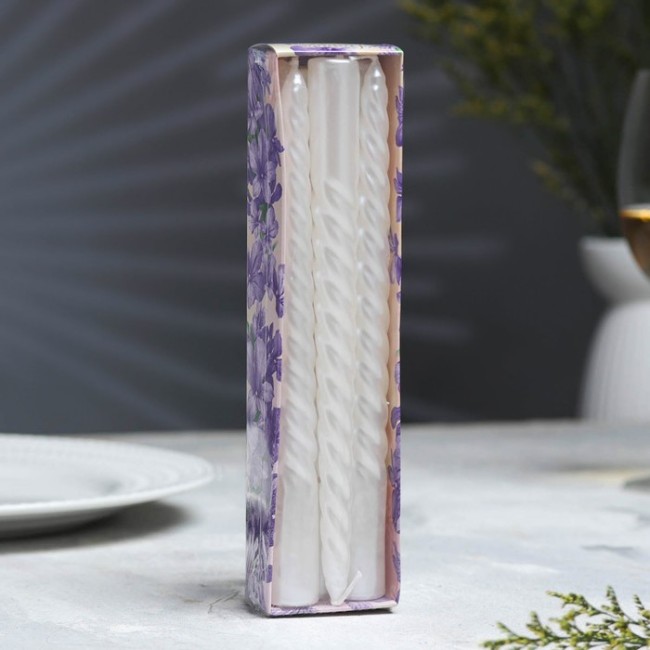 Набор Свечей витых, 1,9х 20 см, 6 штук, перламутровый металлик 2383829