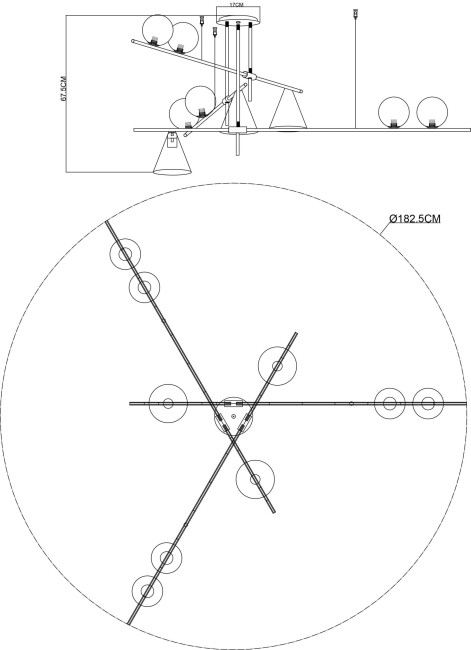 Светильник потолочный A7029PL-9BK