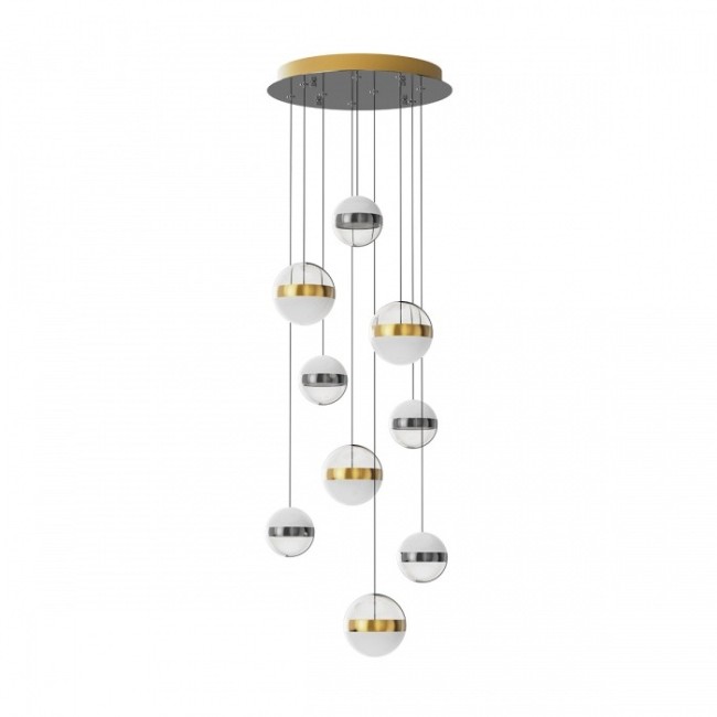 Люстра 5037/84L L-VISION ODL24 389 ант.бронза/никель/прозрачн/молочный/металл/акрил LED 84W 4000K 48